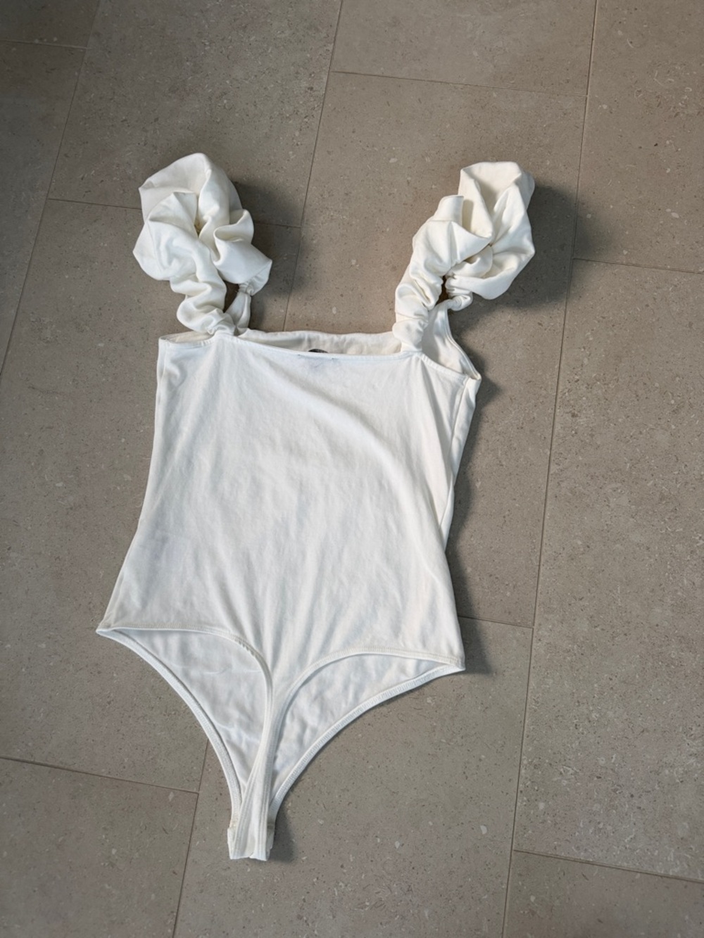 Express White Ruffle Strap Bodysuit - Picture 2 of 2